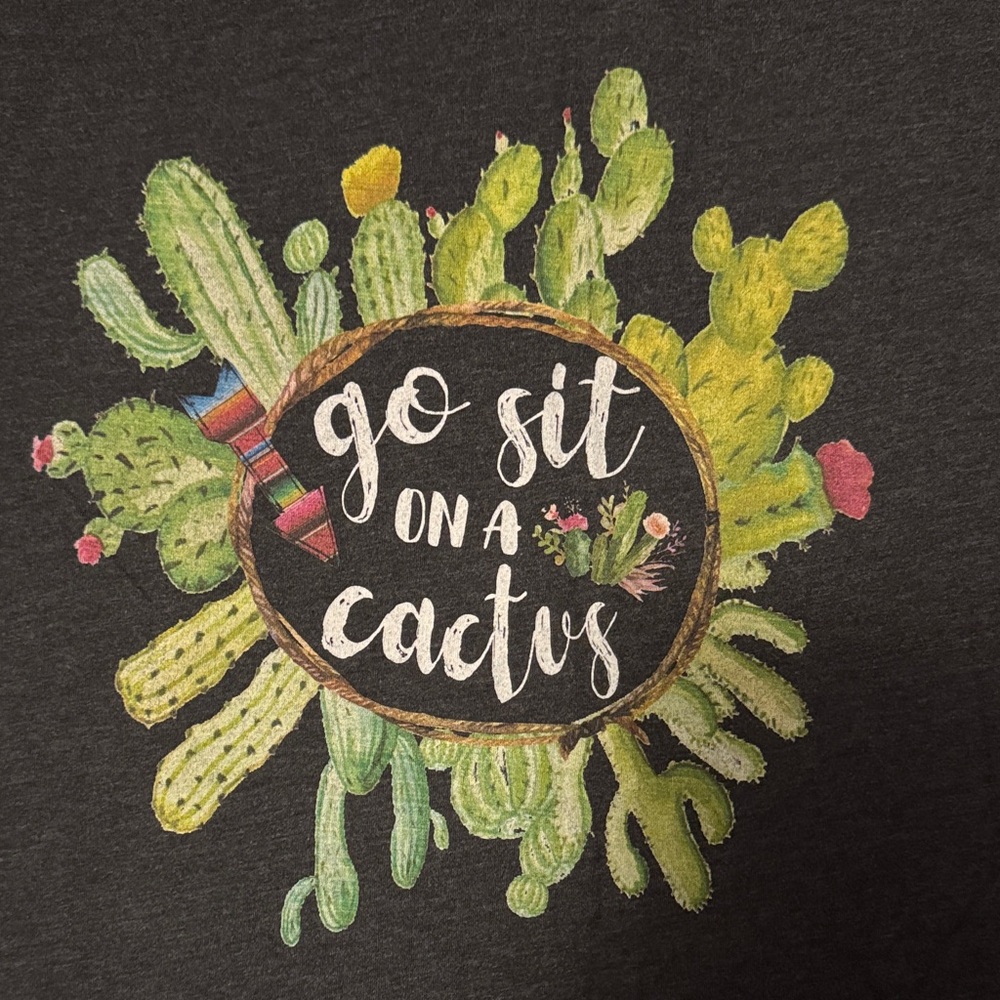 Next Level Apparel Black Tee with Cactus Design